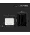 VT-104W LED projektør 100W - med solpanel, CCT: 7in1, sort hus, batteriindikator, IP65