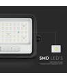 VT-104W LED projektør 100W - med solpanel, CCT: 7in1, sort hus, batteriindikator, IP65