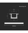 2m indbygningsprofil til gulv i aluminium - Inkl. cover, til LED strips op til 14,1mm, sølv, IP20