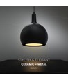 E27 Designer pendellampe, Ø28cm - Sort, metal og keramik, uden lyskilde, max 60W
