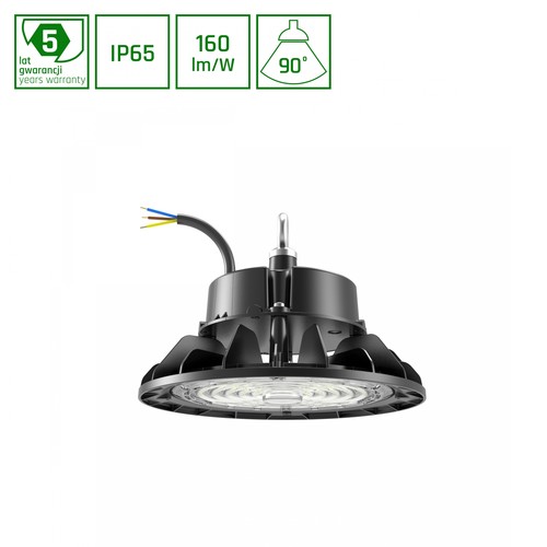 220x135mm Plateo 4 High Bay 100W - neutral hvid 230V 90° IP65 IK09 sort, med effektjustering 0-10V