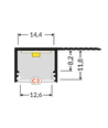 2m aluprofil PLANE14 SIDE BC3 - Ubehandlet aluminium, indspartling, LED skinne