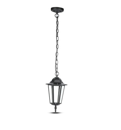 E27 loftlampe, mat sort - IP44, aluminium og glas, max 60W, 17x17x84cm, uden lyskilde