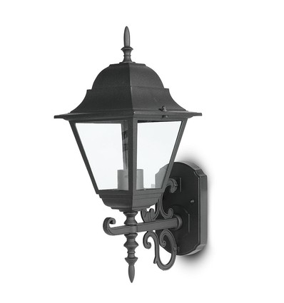 E27 væglampe, mat sort - Aluminium og glas, 245x445x185mm, uden lyskilde