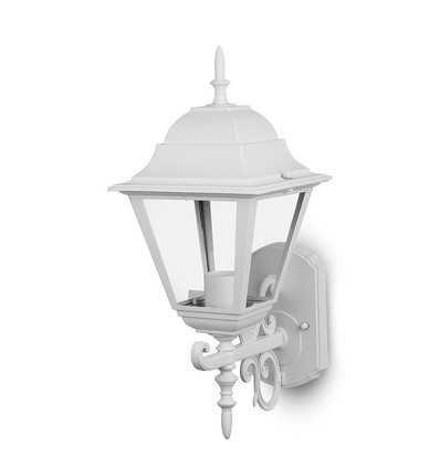 E27 væglampe Large - Mat hvid, aluminium og glas, 44,5cm høj, uden lyskilde