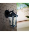 E27 udendørs væglampe - Sort, aluminium og glas, klassisk lanterne, uden lyskilde