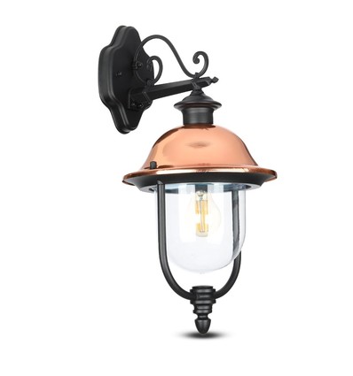 E27 havelampe væglanterne nedadvendt - IP44 udendørs, mat sort grafit, aluminium, uden lyskilde