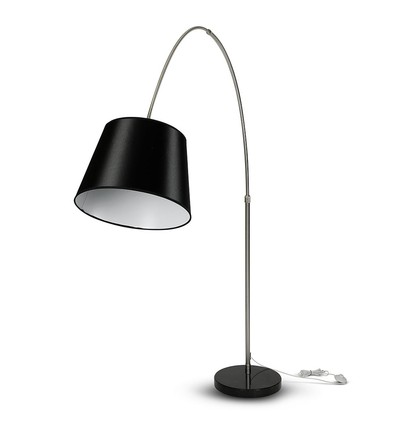 Sort LED gulvlampe med marmorfod - E27 fatning, max 60W, 192cm høj, moderne design