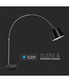 Sort LED gulvlampe med marmorfod - E27 fatning, max 60W, 192cm høj, moderne design
