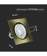 GU10 indbygningsspot, firkantet - Guld, Hul: Ø7,4 cm, Mål: 8,2 x 8,2 cm, uden lyskilde