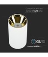 GU10 påbygningsspot - Hvid / Guld, Ø8cm, aluminium, uden lyskilde