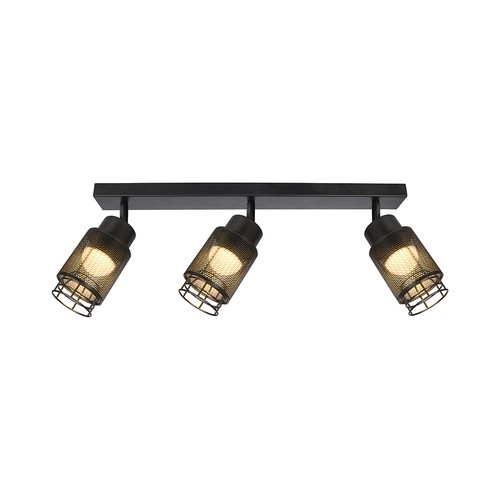 18W LED designer loftslampe med 3 spots - 2160lm, 3000K, mat sort, justerbar, inkl. lyskilde