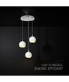 3x10W LED designer pendellampe - 3600lm, 3000K, børstet nikkel, hvid finish