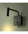3W LED senge/hotel væglampe med USB og afbryder - Sort, 3000K, COB CREE chip, 12x12 cm