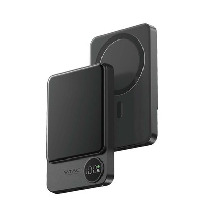 10000mAh trådløs magnetisk powerbank, 20W - Ultra-tynd, aluminium, MagSafe, digitalt display, space grey