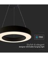 60cm 50W dæmpbar LED pendel - 122lm/W, 6100lm, sort ring, 4000K, TRIAC dæmpbar