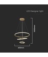 32W LED pendel, 3 ringe - Guld, Ø60+40+20cm, 3880lm, 3000K, dekorativ loftlampe