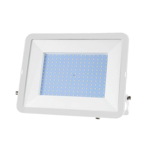 200W LED projektør med Samsung chip - 100lm/W, IP65, hvid krop, hvidt glas, 6500K