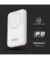 10000mAh magnetisk trådløs powerbank, 20W - MagSafe, PD hurtigopladning, LED indikator, hvid