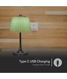 1,5W LED bordlampe, 3-i-1 - Krom/Lysegrøn, touch dæmpbar, genopladelig, USB-C, Ø14x28 cm