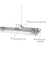 12 stk. Limea T8 LED dobbeltarmatur - Inkl. 24x18,5W 120cm LED rør, IP65 vandtæt