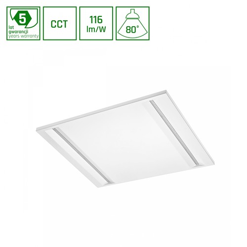 60x60 LED panel, 40W - CCT, indbygningspanel, hvid kant