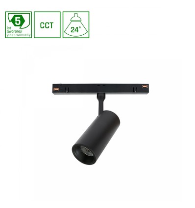 7W Shift skinnespot til 48V, RA90 - CCT, IP20 indendørs, 48V DC