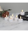 6-pak hvide LED fyrfadslys inkl. ladebase - Inkl. fjernb., timer