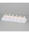 12-pak hvide LED fyrfadslys inkl. ladebase - Inkl. fjernb., timer