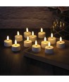12-pak hvide LED fyrfadslys inkl. ladebase - Inkl. fjernb., timer
