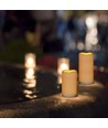 4-pak LED Udendørs bloklys, inkl. fjernbetjening, Ø5,5cm - Højde: 10/13/15/17cm, Batteri, timerfunktion, trådløs, tåler vand