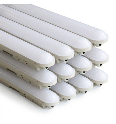 12 stk. 150cm CONNECT LED armatur Vandtæt 50W - 230V, 6000lm, IP65, IK08, 4000K