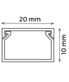 20x10 Kabelkanal med tape - Hvid, 20x10mm, Længde 2m