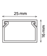 25x16 Kabelkanal med tape - Hvid, 25x16mm, Længde 2m