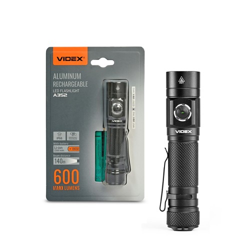 LED lommelygte - 4 lysfunktioner, udskifteligt batteri, genopladelig, IP66
