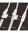 5m 230V vandtæt slim COB strip - tape på bagsiden, 9W/m, IP67, 296 LED/m, op til 50m