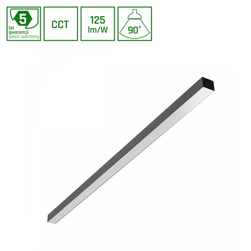 1203mm Basic LED-armatur 40W - 3CCT, 230V, 90°, IP20, 42x37mm, sort, PR, UGR19, loft