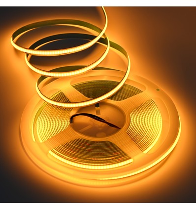 10m 9W/m Gylden gul COB-LED strip - 24V DC, IP20, 320 LED/m