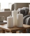 3-pak hvide LED bloklys inkl. ladebase - Ø7,5cm, 10/12,5/15 cm høj, inkl. fjernb., timer