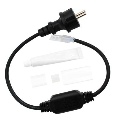 50cm Vandtæt stik til 230V LED strip (Slim COB) - Inkl. endeprop, 230V