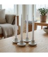 4-pak hvide LED stearinlys inkl. ladebase - Ø2cm, Højde: 25cm, kronelys, inkl. fjernb., timer