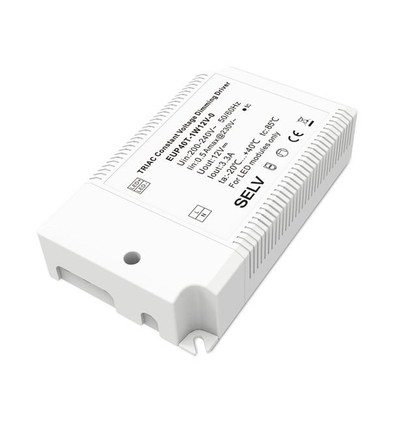 40W / 12V DC dæmpbar strømforsyning - 3.3A, Triac fasedæmp, IP20 indendørs