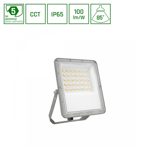 30W NOCTIS MAX CCT projektør - IP65, Grå, Justerbar CCT, udendørs