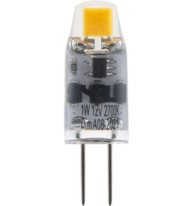 G4 1,1W LED pære, 12V - 80lm, COB, dæmpbar, 2200K, klart glas
