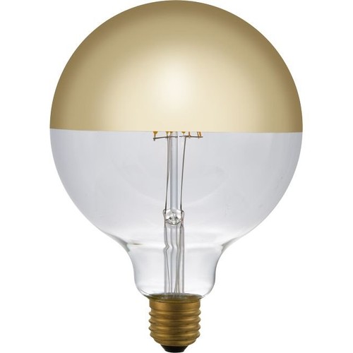 E27 4W dæmpbar LED kronepære - G125, Globe Top Mirror, guld, 2500K, filament