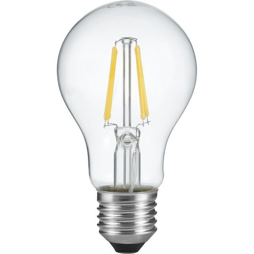 E27 4W LED filamentpære med lyssensor - A60, 470lm, 2700K, klart glas
