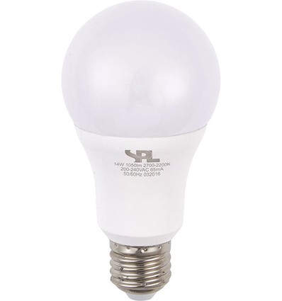 E27 14W dæmpbar LED pære - DimToWarm, 1050lm, A65, opal glas, 2000-2700K