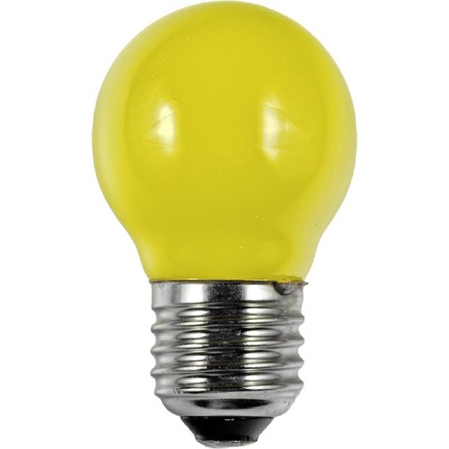 E27 1W LED kronepære - G45, gul, filament, Party Colour Premium