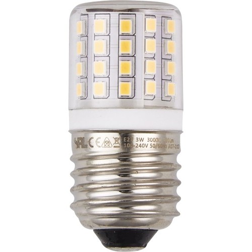 E27 4,5W LED rørpære, 24V-30V - 6cm, 550lm, klar glas, 3000K, AC/DC
