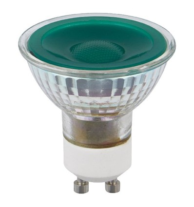 GU10 5W LED pære - Grøn, 38°, glas, 90lm
